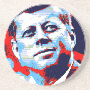 Dessous De Verre En Grès Pop Art JFK John F. Kennedy Red Blue