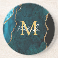 Porte en marbre bleu turquoise et or
