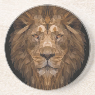 Dessous De Verre En Grès Portrait de lion géométrique