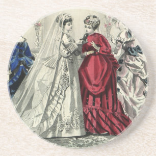 Dessous De Verre En Grès Portrait de mariée de la fête de mariage victorien