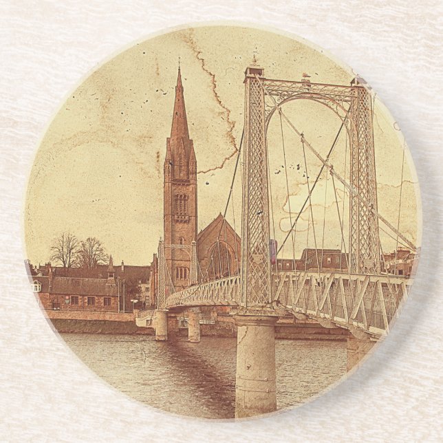 Dessous De Verre En Grès Posavasos Le pont gonflable (Inverness - Ecosse) (Devant)