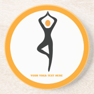 Dessous De Verre En Grès Pose de yoga noir, orange personnalisé