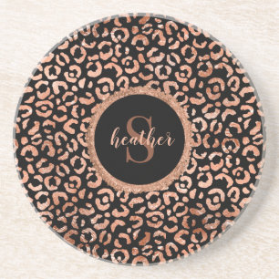 Dessous De Verre En Grès Poster de animal Monogram Chic Leopard