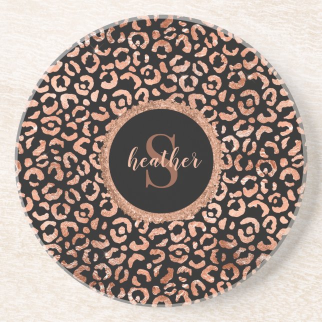 Dessous De Verre En Grès Poster de animal Monogram Chic Leopard (Devant)