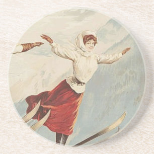 Dessous De Verre En Grès Poster de ski Vintage de Chamonix Mont Blanc