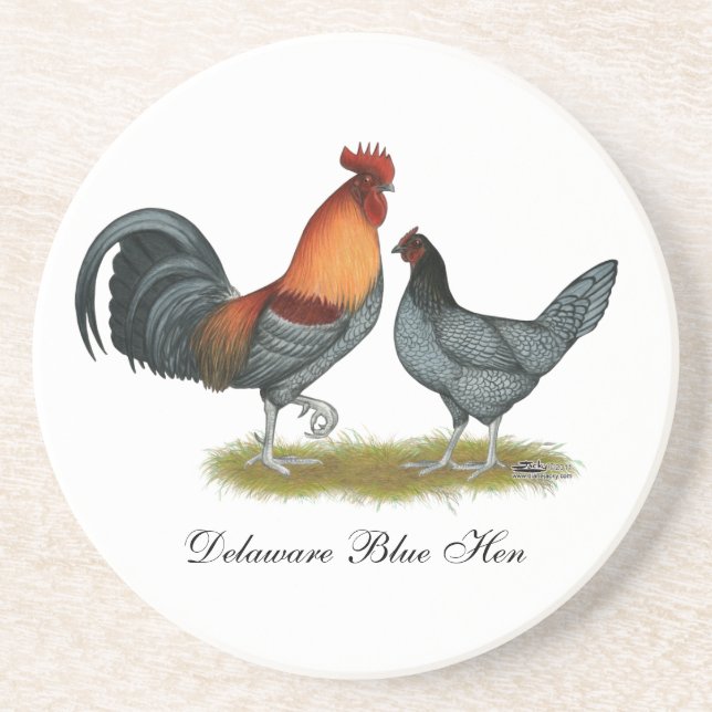 Dessous De Verre En Grès Poule de bleu du Delaware (Devant)