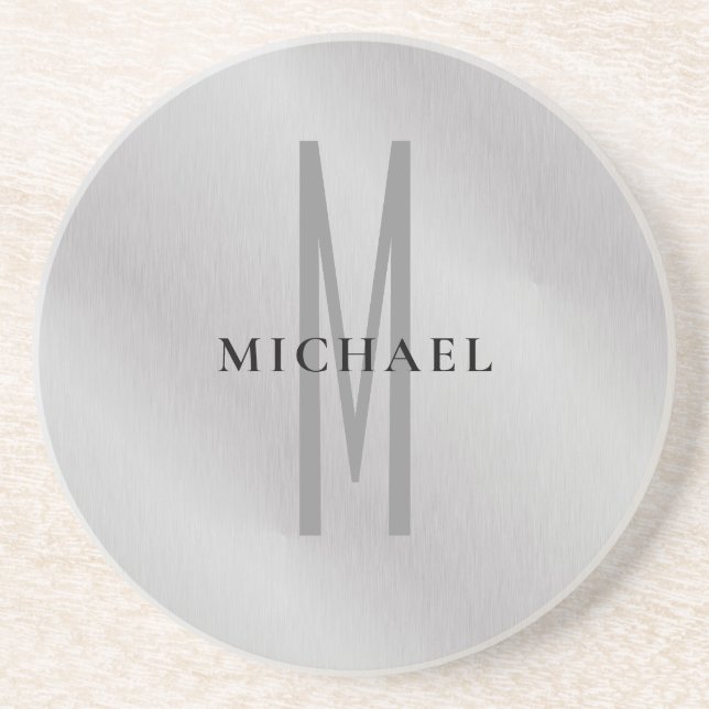 Dessous De Verre En Grès Premier monogramme professionnel uni ajouter votre (Devant)