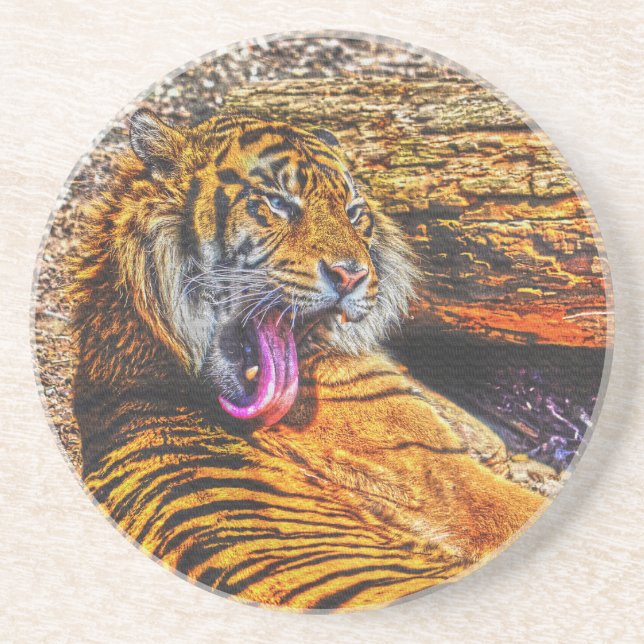 Dessous De Verre En Grès Prévenir Tigre de Sumatran Big Cat Art de la faune (Devant)