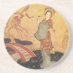 Dessous De Verre En Grès Princesse Badoura de conte de fées vintage, Edmund
