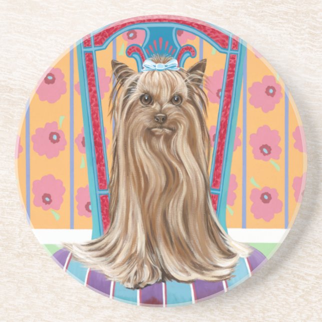 Dessous De Verre En Grès Princesse de la Couronne Yorkie (Devant)