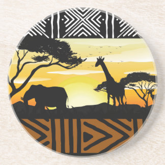 Dessous De Verre En Grès Printed African Safari Scene Coaster