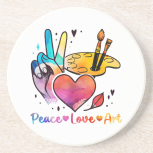Dessous De Verre En Grès Professeur D'Art Peace Love Art Pour Artistes Et P