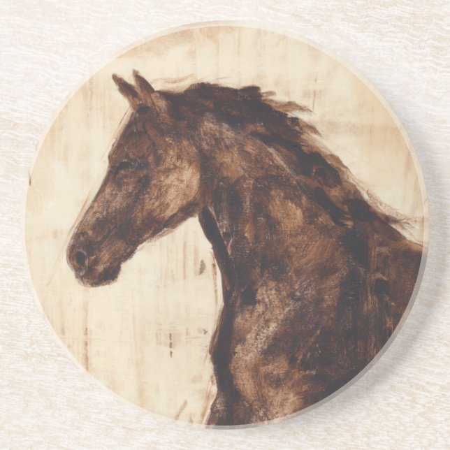 Dessous De Verre En Grès Profil du cheval sauvage Brown (Devant)