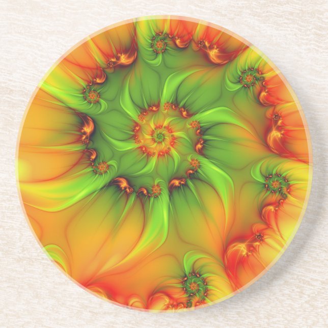 Dessous De Verre En Grès Psychédélique colorée moderne art Abstrait fractal (Devant)