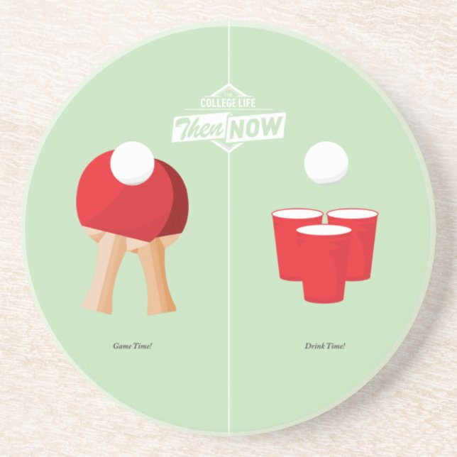 Dessous De Verre En Grès Puis et maintenant : Ping-pong (Devant)