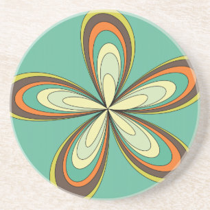 Dessous De Verre En Grès Puissance des fleurs hippie de printemps rétro des