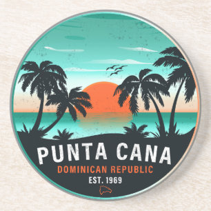 Dessous De Verre En Grès Punta Cana Dominicaine Retro Sunset Souvenir 60s