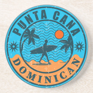 Dessous De Verre En Grès Punta Cana Dominican Palm Tree Beach Vintage