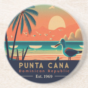 Dessous De Verre En Grès Punta Cana DR Retro Sunset Souvenirs 1960