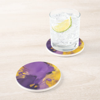 Dessous De Verre En Grès Purple and Gold Abstract