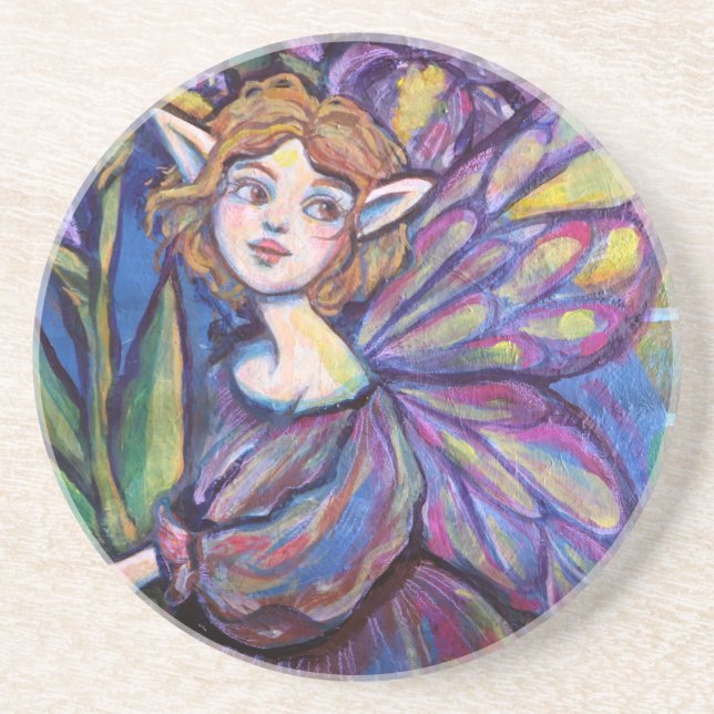 Dessous De Verre En Grès Purple Iris Pixie Girl (Devant)