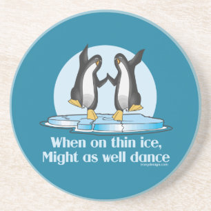 Dessous De Verre En Grès Quand sur la conception drôle de pingouins minces