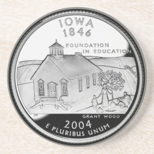 Dessous De Verre En Grès Quartier d'État de l'Iowa Reverse Side Faux