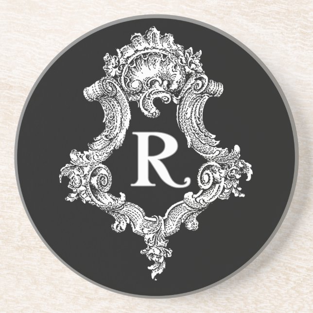 Dessous De Verre En Grès R Monogramme initial (Devant)