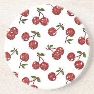 Dessous De Verre En Grès RAB Rockabilly très cerise cerises sur blanc