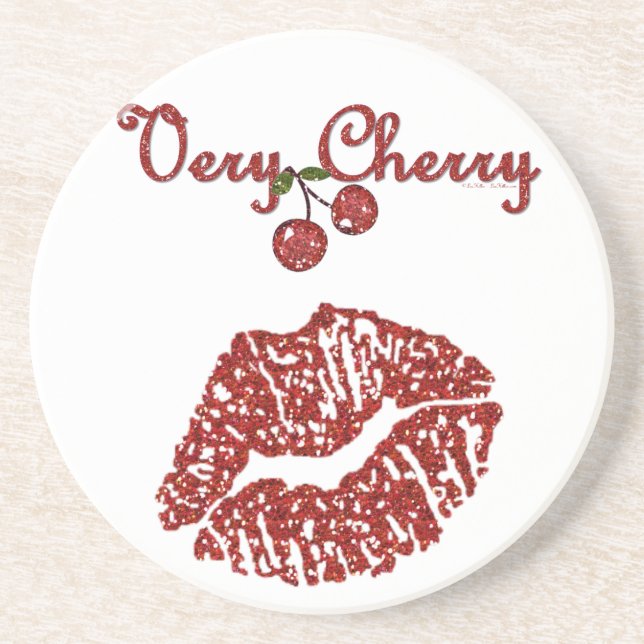 Dessous De Verre En Grès RAB Rockabilly très Cherry Kiss (Devant)