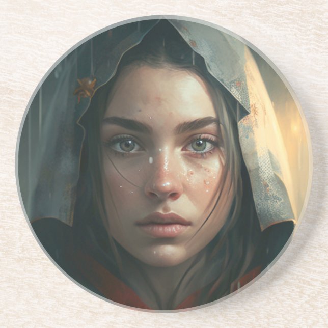 Dessous De Verre En Grès Rain hood girl (Devant)