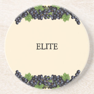 Dessous De Verre En Grès Raisins bleu violet avec Feuilles verts sur tamis