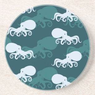 Dessous De Verre En Grès Rangées de motif de poulpe