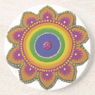 Dessous De Verre En Grès "Rangoli vibrant"
