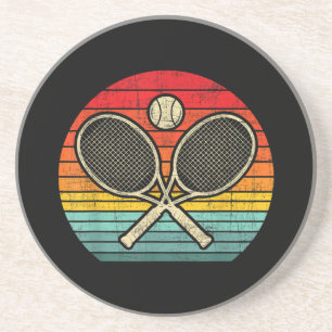 Dessous De Verre En Grès Raquette de tennis Vintage Traversée Retro - Amate