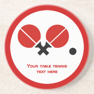 Dessous De Verre En Grès Raquettes de ping-pong de table et boule noir, rou