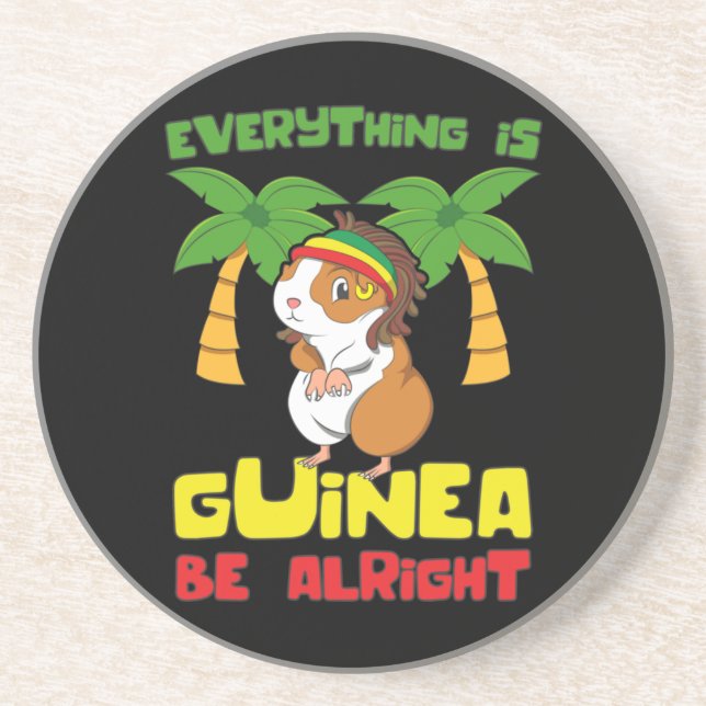 Dessous De Verre En Grès Rasta Guinea Pig (Devant)