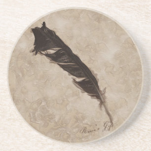 Dessous De Verre En Grès Raven's Feather Bird-lover Crow design