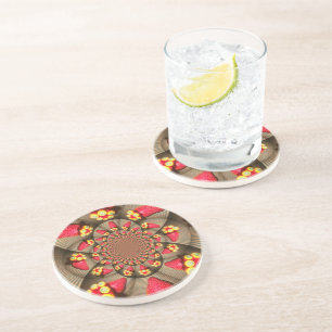Dessous De Verre En Grès Ravissement rouge coloré : Caléidoscope de fraises