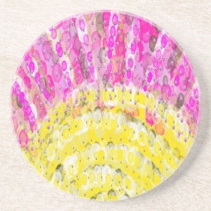 Dessous De Verre En Grès Ray Of Sunshine en Jaune et Fuchsia