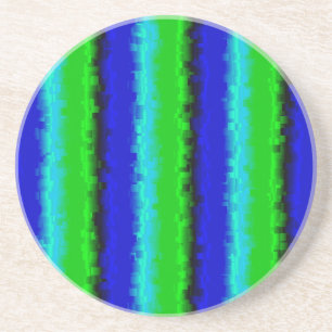 Dessous De Verre En Grès Rayures de verre brisé bleu vert
