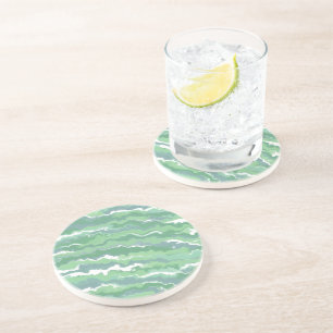 Dessous De Verre En Grès Rayures Vertes