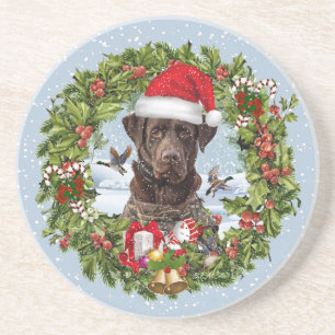 Dessous De Verre En Grès Récupérateur de chocolat Labrador, couronne de Noë