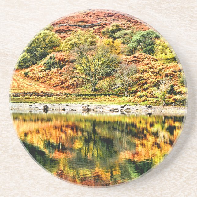 DESSOUS DE VERRE EN GRÈS RÉFLEXIONS DU LAC (Devant)
