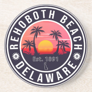 Dessous De Verre En Grès Rehoboth Beach Delaware Retro Sunset Souvenirs