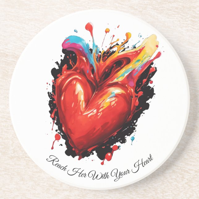 Dessous De Verre En Grès Rejoignez-La Avec Votre Coeur (Devant)