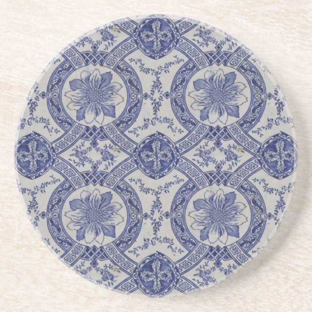 Dessous De Verre En Grès Repro Portugais bleu géométrique Azulejos Floral (Devant)