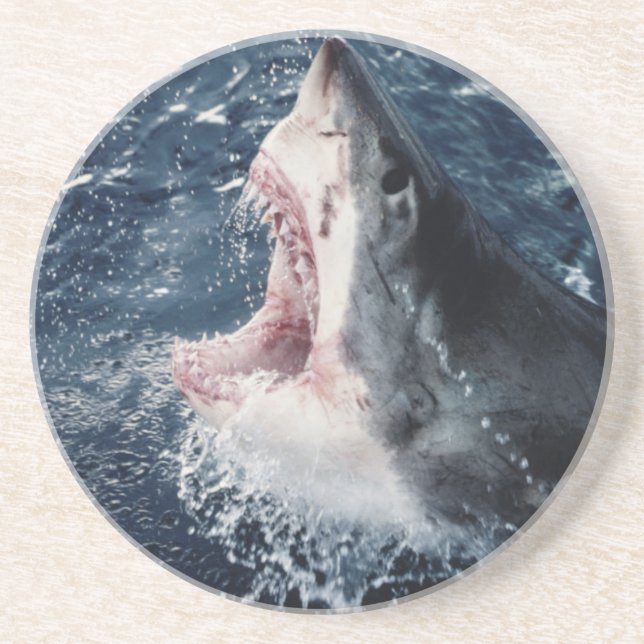 Dessous De Verre En Grès Requin élevé bouche ouverte (Devant)