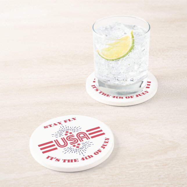 Dessous De Verre En Grès Reste mouche c'est le 4 juillet (Côté)