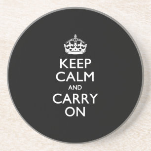 Dessous De Verre En Grès Restez Calme Et Continuez Sur Noir